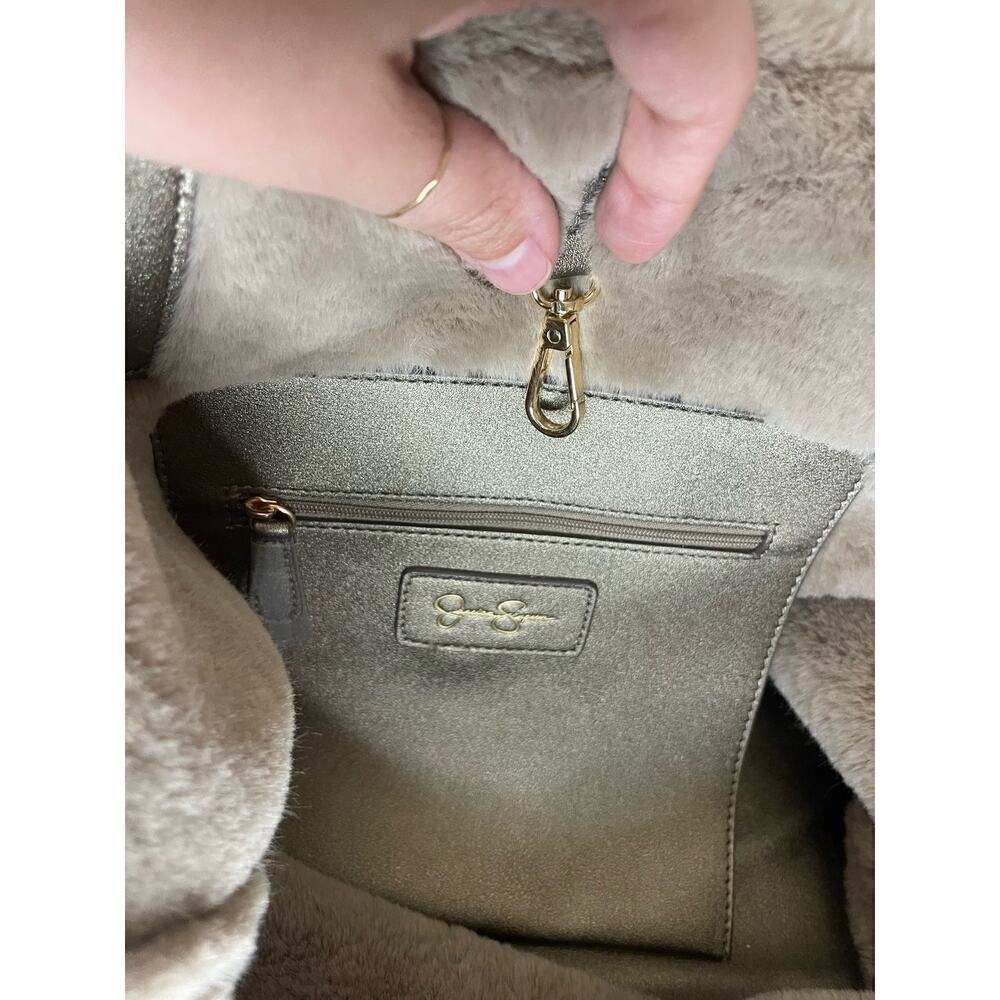 Jessica Simpson Flora Faux Fur Tote Bag In Champagne - Picture 9 of 14